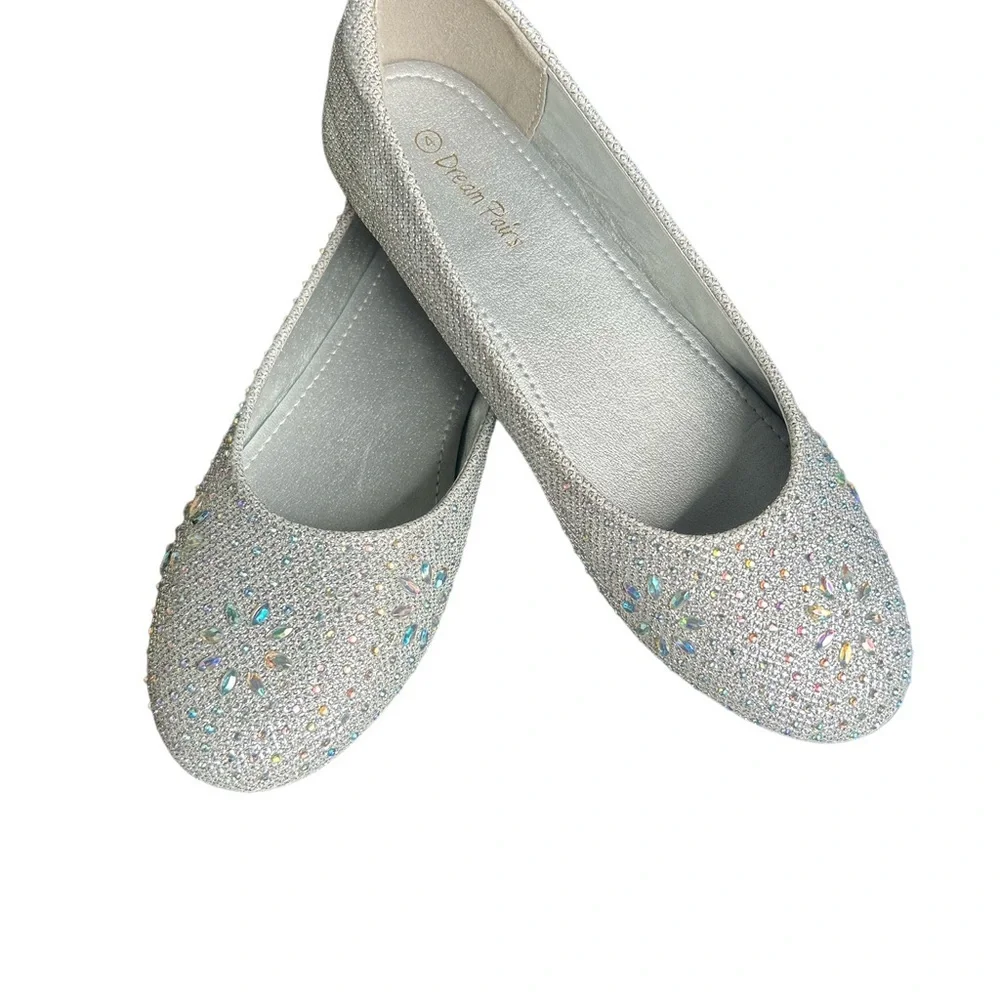 Dream Pairs Silver Dress Shoes with Rhinestone Embellishments kids